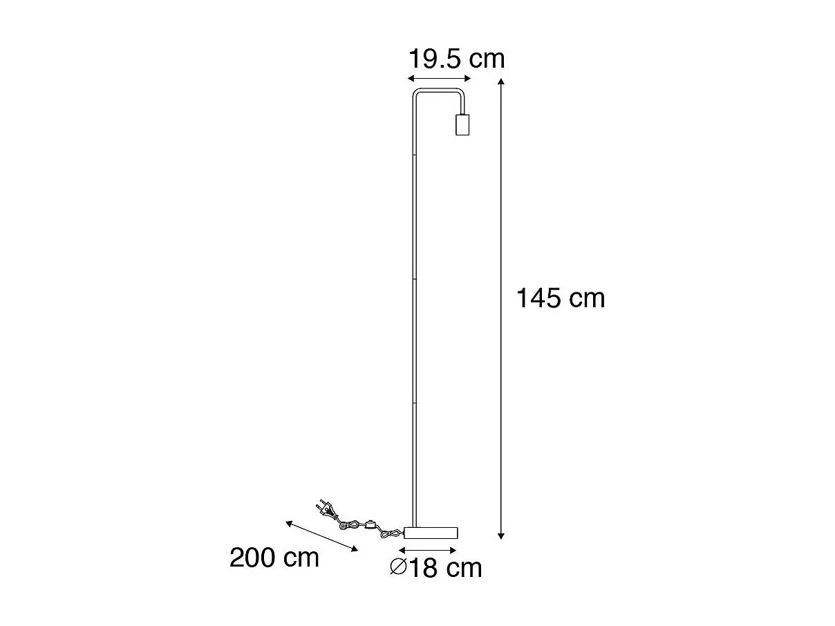 Lampadaire moderne noir rond 145cm - Facil