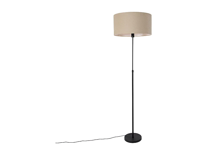 Lampadaire noir réglable avec abat-jour marron clair 50 cm - Parte