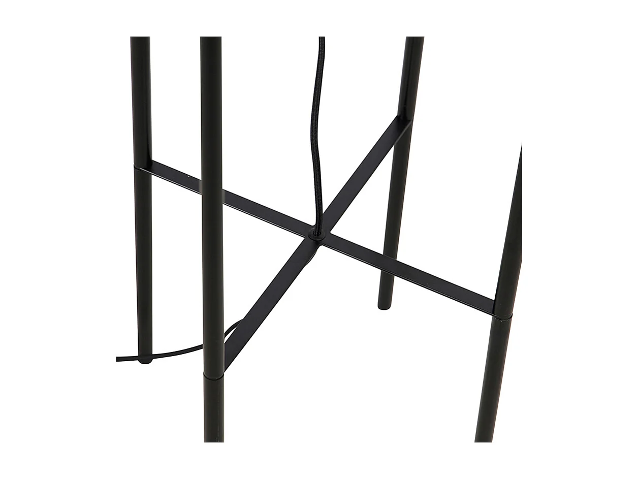 Lampadaire design abat-jour en velours noir taupe avec or - Rich