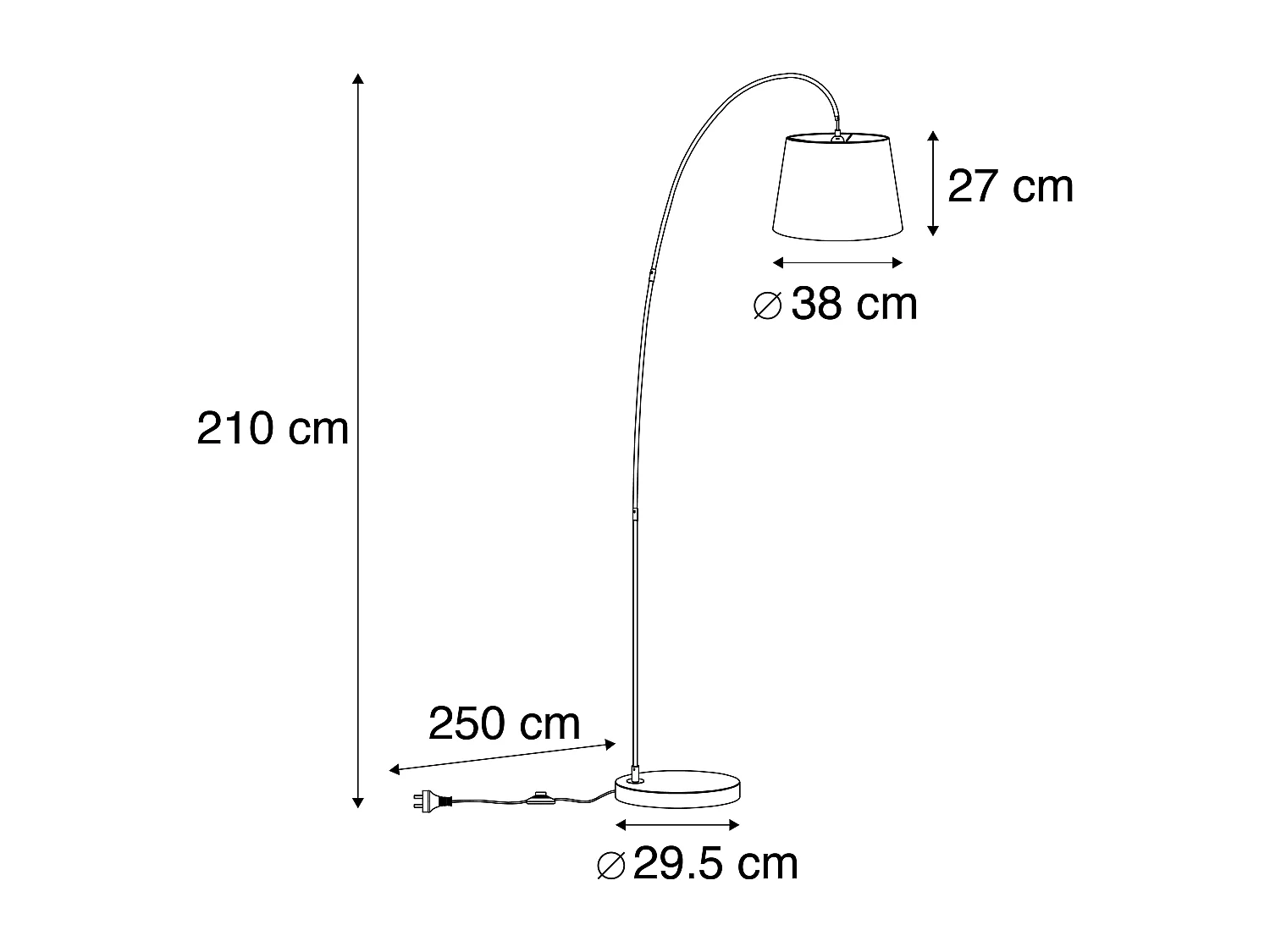Lampadaire à arc moderne avec abat-jour gris - Bend