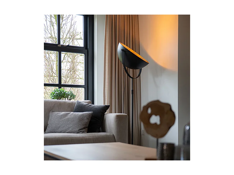 Lampadaire industriel noir 50 cm avec orientable or - Magnax