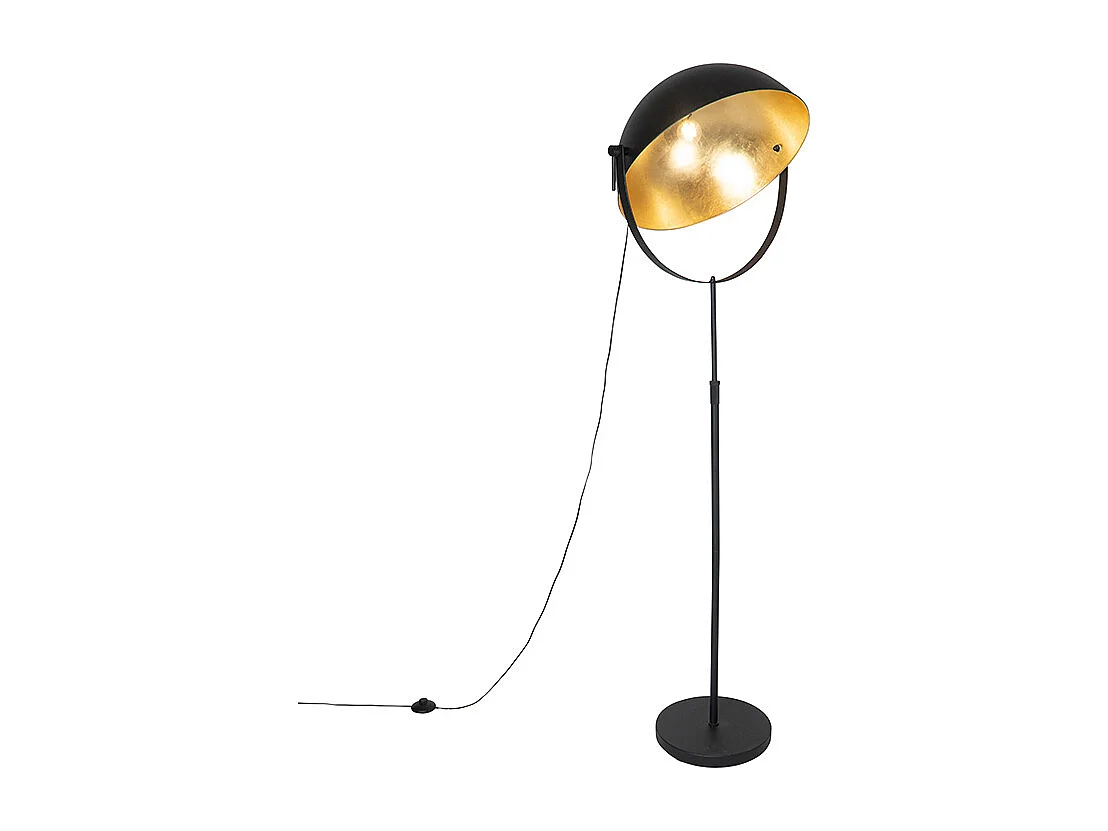 Lampadaire industriel noir 50 cm avec or réglable - Magnax