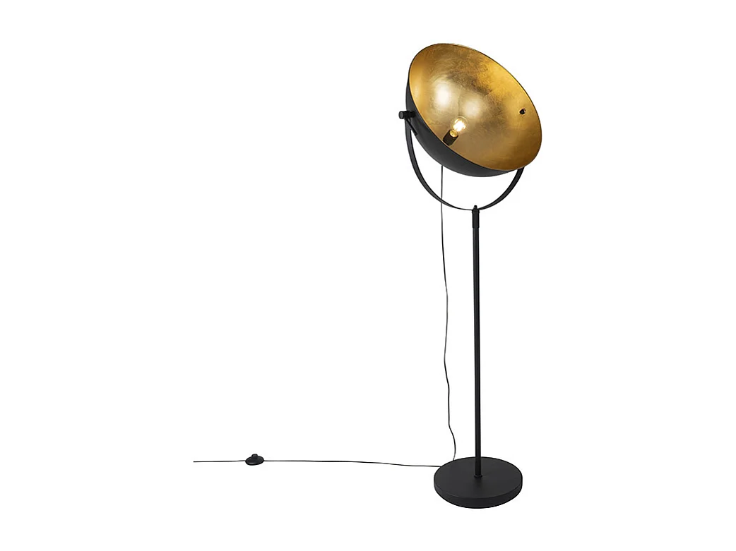 Lampadaire industriel noir 50 cm avec or réglable - Magnax
