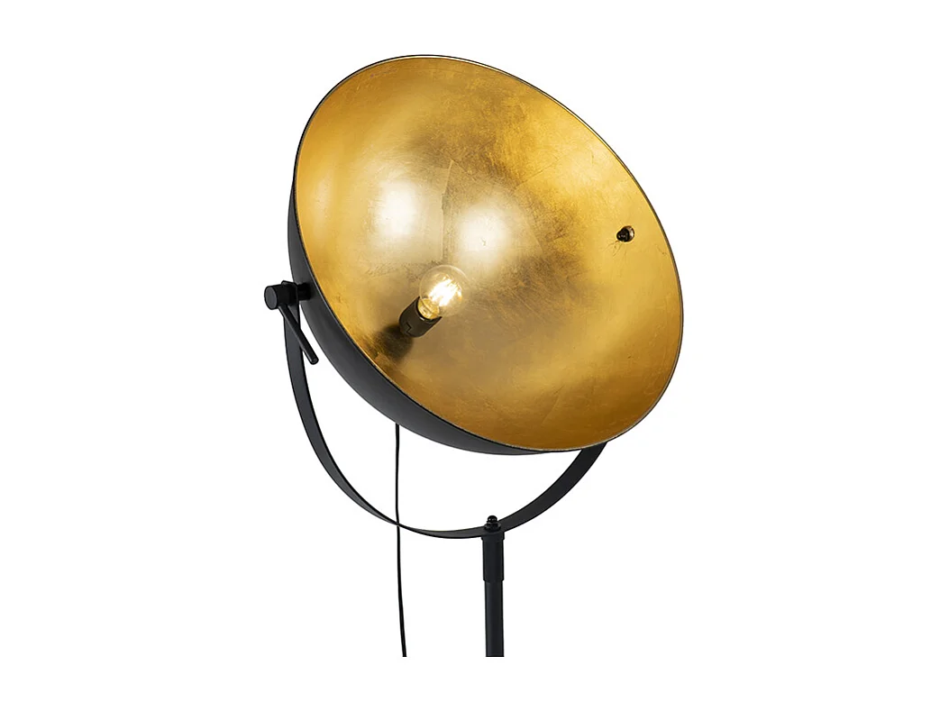 Lampadaire industriel noir 50 cm avec or réglable - Magnax