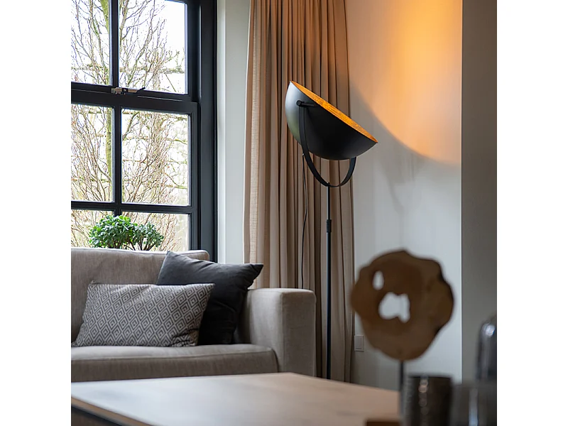 Lampadaire industriel noir 50 cm avec or réglable - Magnax