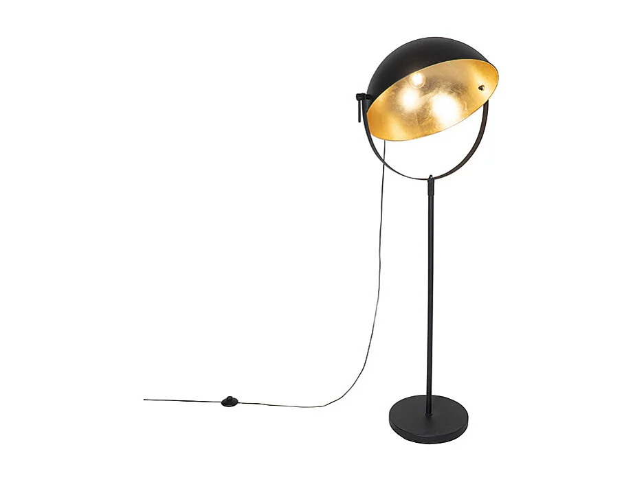 Lampadaire industriel noir 50 cm avec or réglable - Magnax