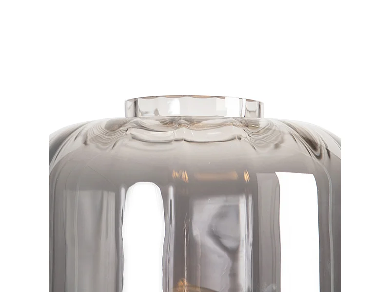 Lampadaire design noir avec verre fumé - Qara