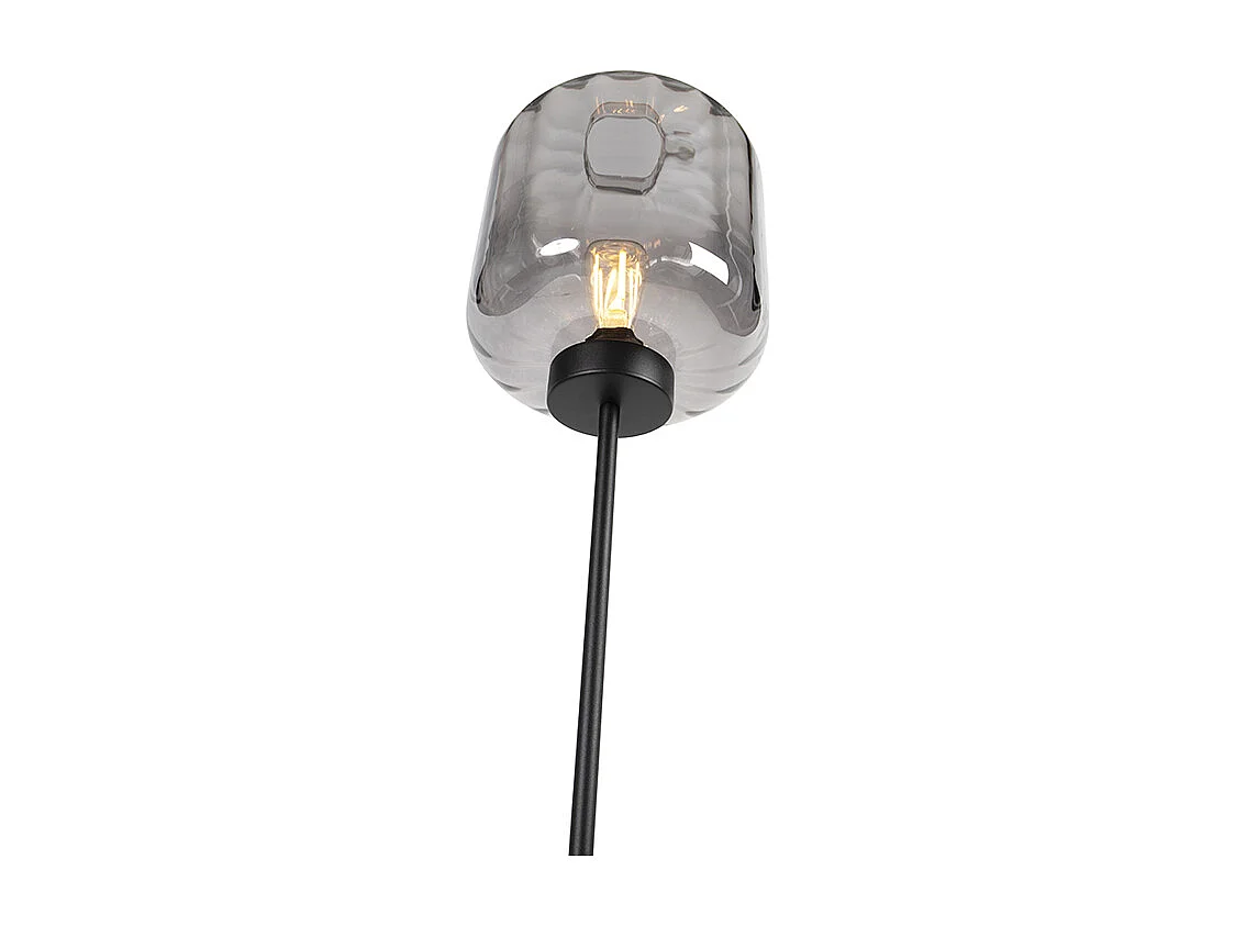 Lampadaire design noir avec verre fumé - Qara