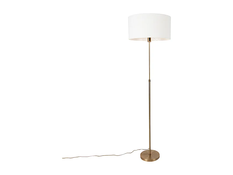 Lampadaire réglable bronze avec abat-jour blanc 50 cm - Parte