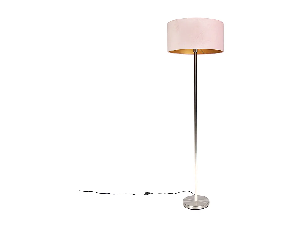 Lampadaire acier avec abat-jour rose 50 cm - Simplo