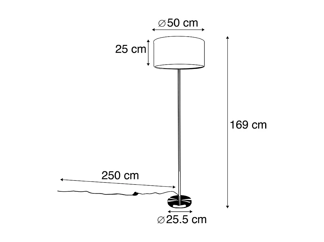 Lampadaire acier avec abat-jour rose 50 cm - Simplo