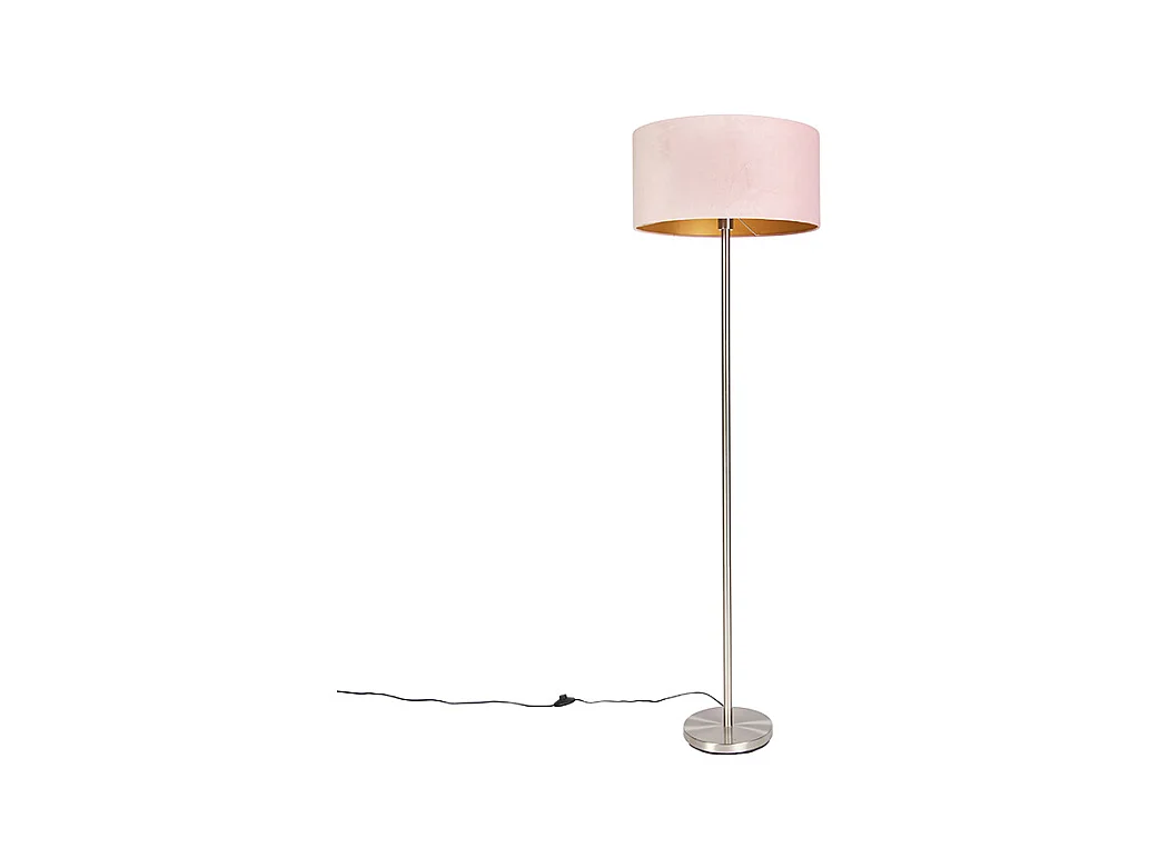 Lampadaire acier avec abat-jour rose 50 cm - Simplo