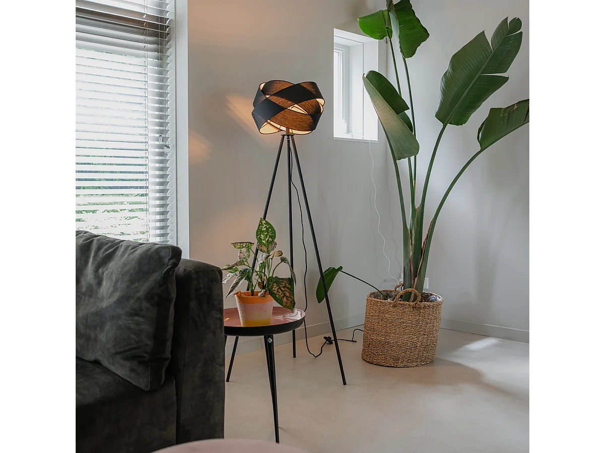 Lampadaire moderne noir - Tissu