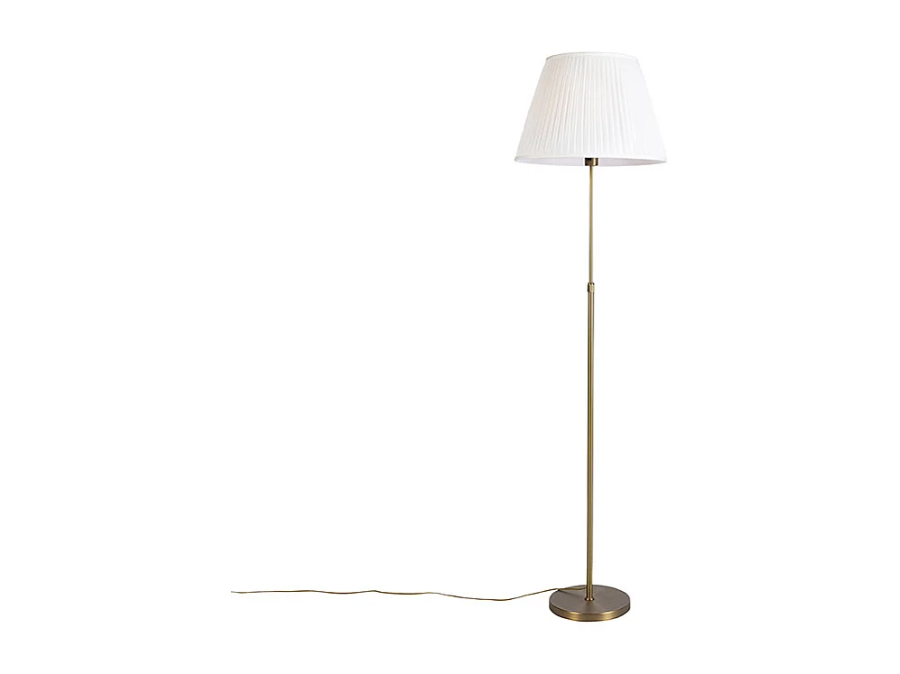 Lampadaire en bronze avec abat-jour plissé crème 45 cm réglable - Parte