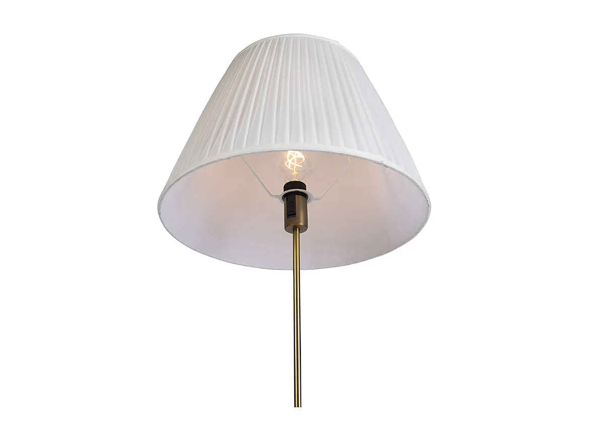 Lampadaire en bronze avec abat-jour plissé crème 45 cm réglable - Parte