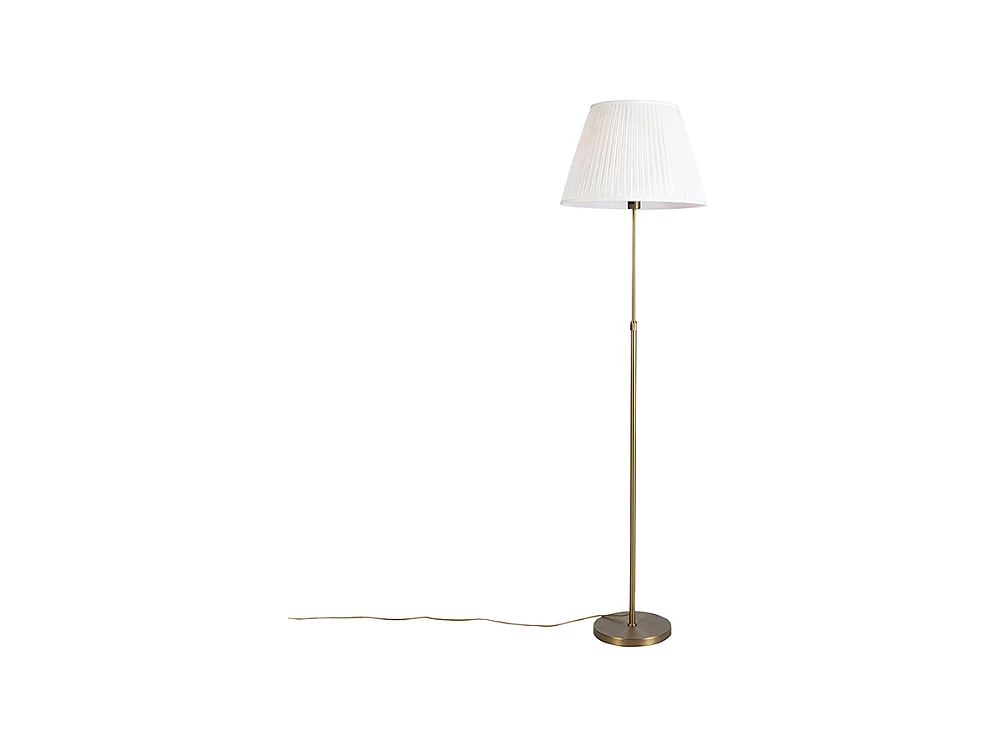 Lampadaire en bronze avec abat-jour plissé crème 45 cm réglable - Parte