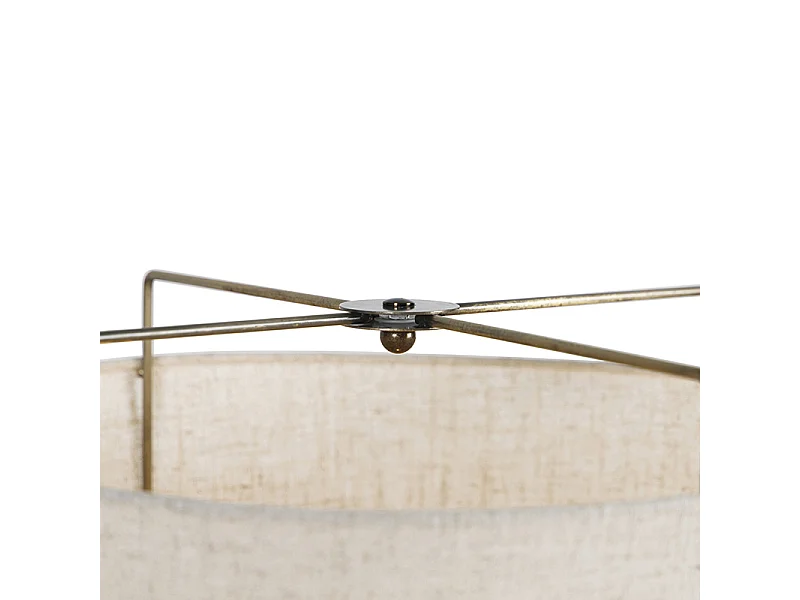 Lampadaire design acier avec abat-jour en lin beige - Rich