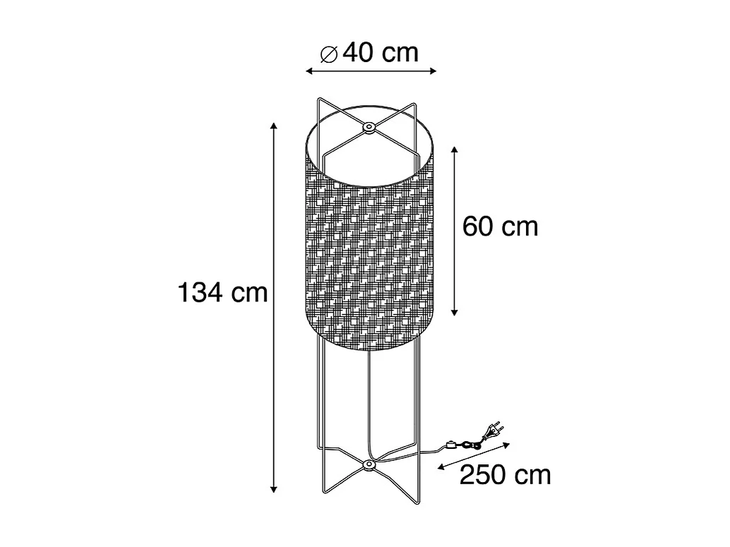 Lampadaire design acier avec abat-jour en lin beige - Rich