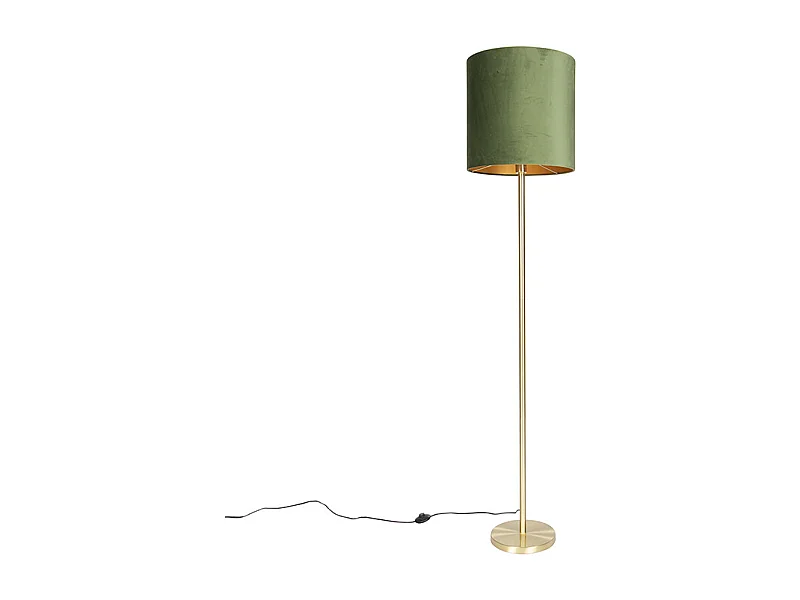 Lampadaire botanique en laiton avec abat-jour vert 40 cm - Simplo