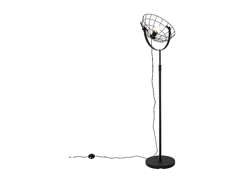 Lampadaire industriel noir 35 cm orientable - Hanze