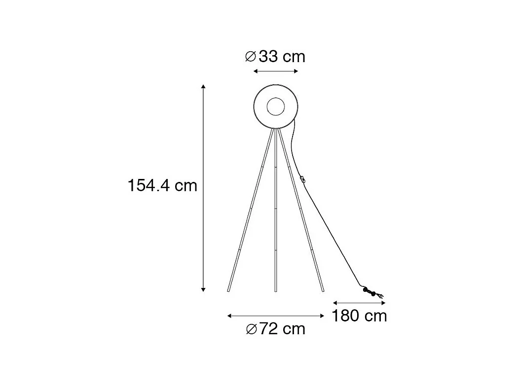 Lampadaire noir avec trépied or 154,4 cm - Magnax Eco