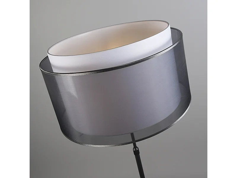 Lampadaire noir avec abat-jour noir / blanc 47 cm réglable - Parte