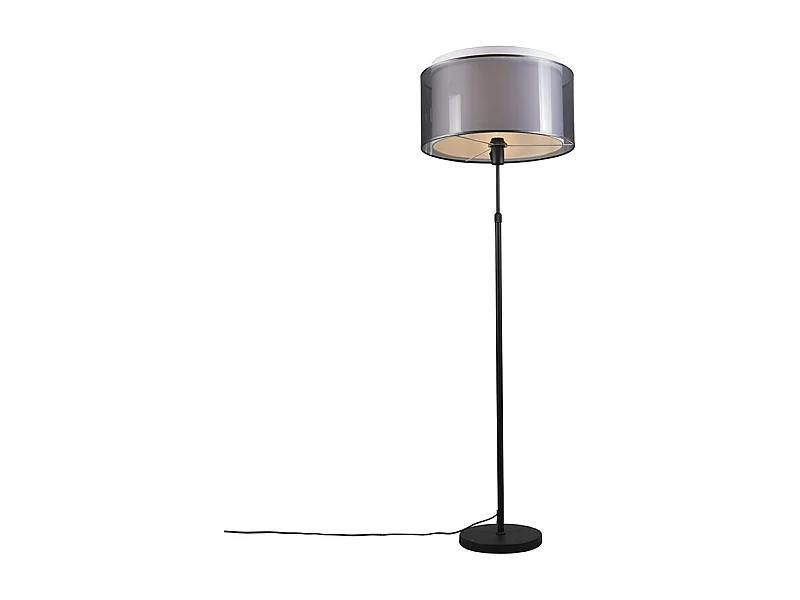 Lampadaire noir avec abat-jour noir/blanc 47 cm réglable - Parte