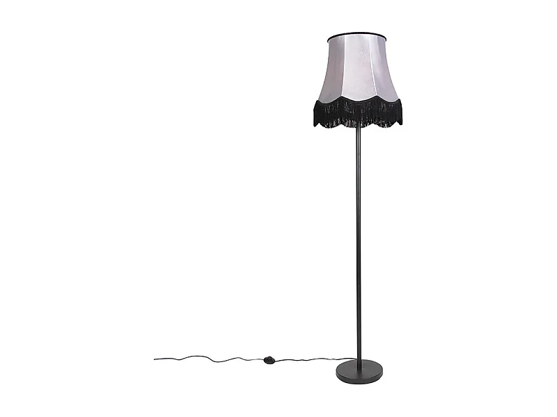 Lampadaire classique noir avec abat-jour Granny B gris - Simplo