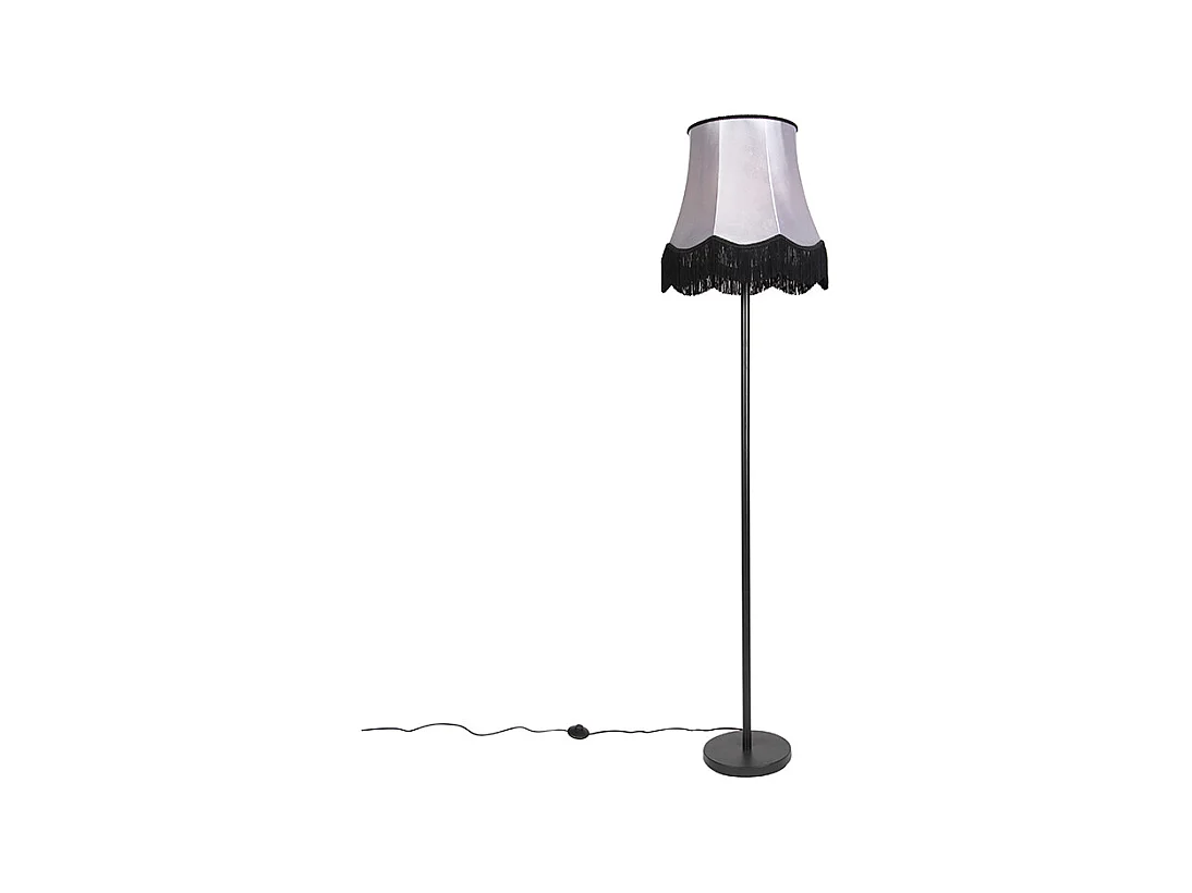 Lampadaire classique noir avec abat-jour Granny B gris - Simplo