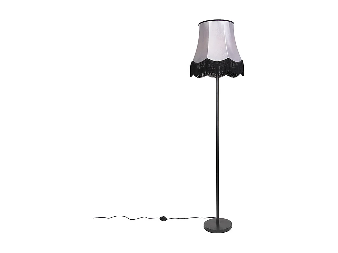 Lampadaire classique noir avec abat-jour Granny B gris - Simplo