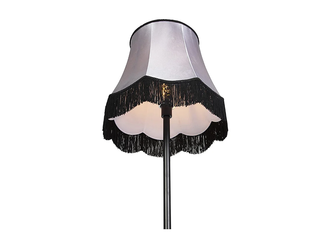 Lampadaire classique noir avec abat-jour Granny B gris - Simplo