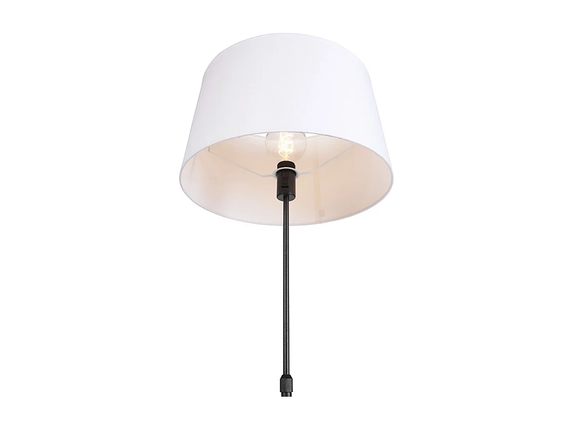Lampadaire noir avec abat-jour en lin blanc 45 cm réglable - Parte