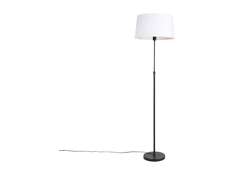 Lampadaire noir avec abat-jour en lin blanc 45 cm réglable - Parte