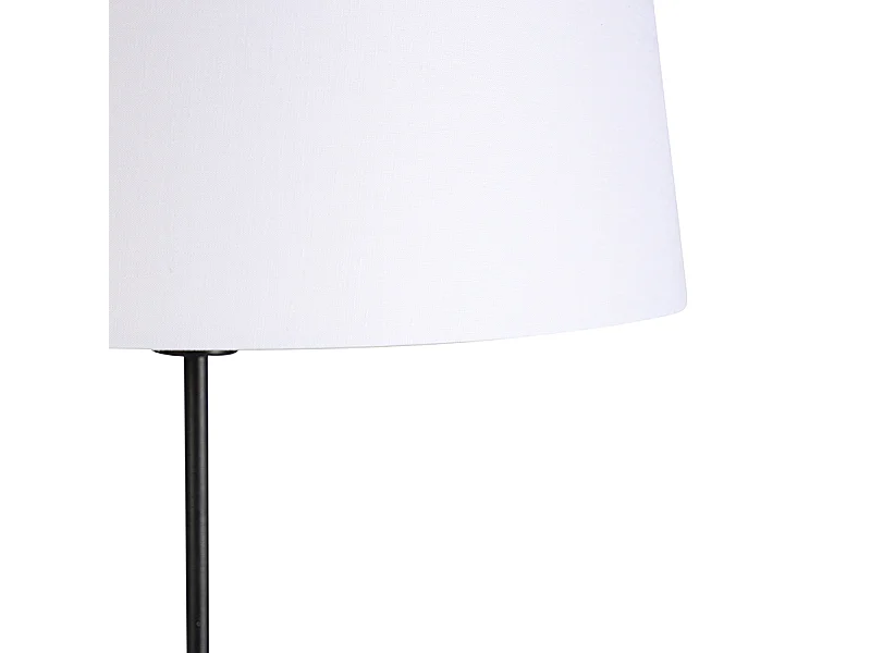 Lampadaire noir avec abat-jour en lin blanc 45 cm réglable - Parte