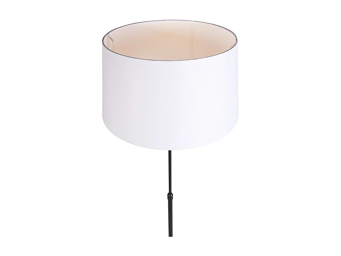Lampadaire noir avec abat-jour en lin blanc 45 cm réglable - Parte