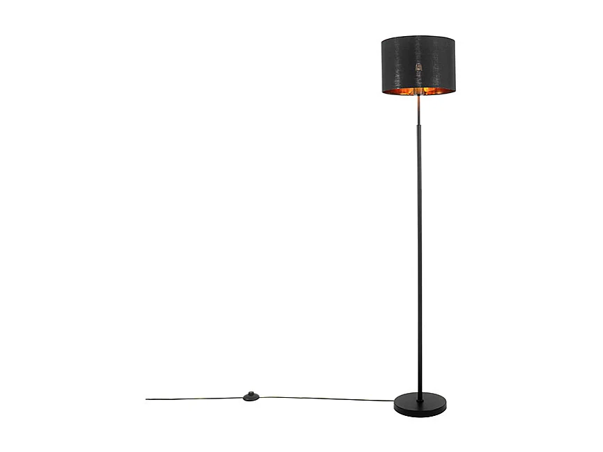 Lampadaire moderne noir avec or rond - VT