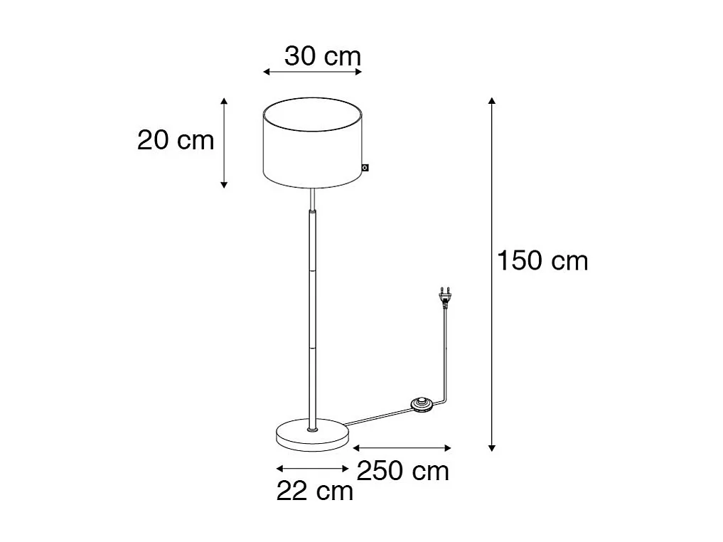 Lampadaire moderne noir avec or rond - VT
