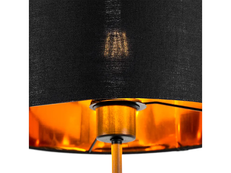 Lampadaire moderne noir avec or rond - VT