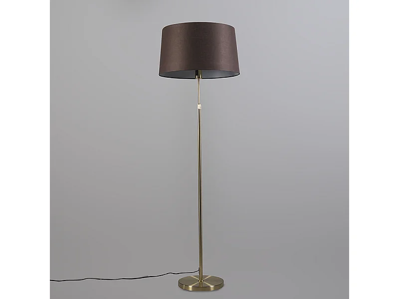 Lampadaire or/laiton avec abat-jour marron 45 cm réglable - Parte