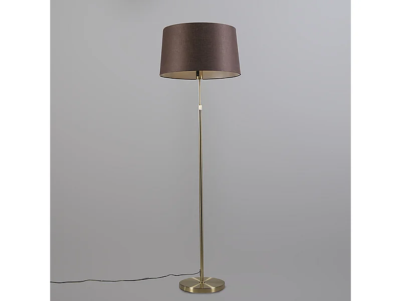 Lampadaire or/laiton avec abat-jour marron 45 cm réglable - Parte