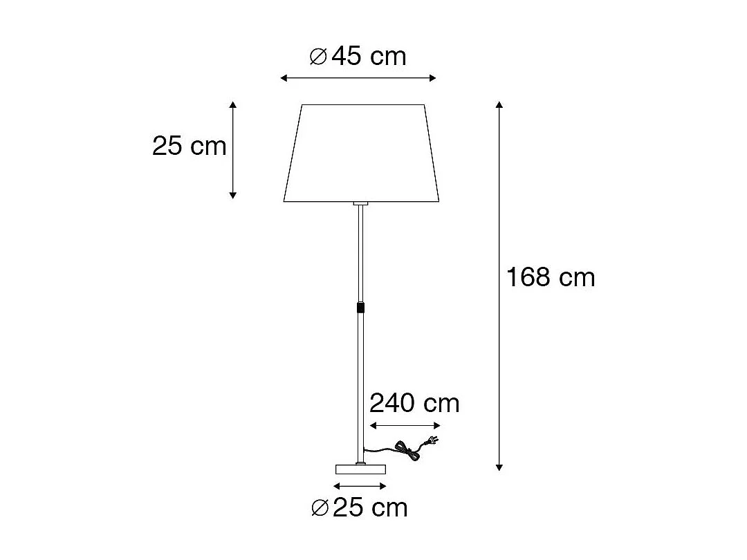 Lampadaire or/laiton avec abat-jour marron 45 cm réglable - Parte