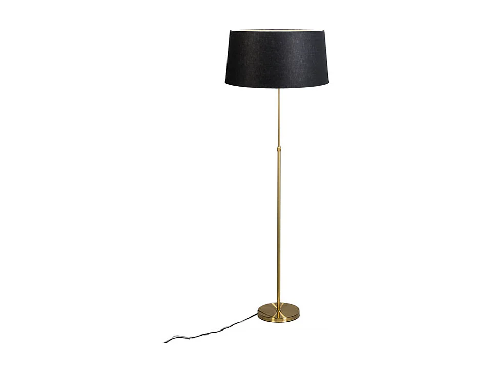 Lampadaire or / laiton avec abat-jour noir 45 cm réglable - Parte