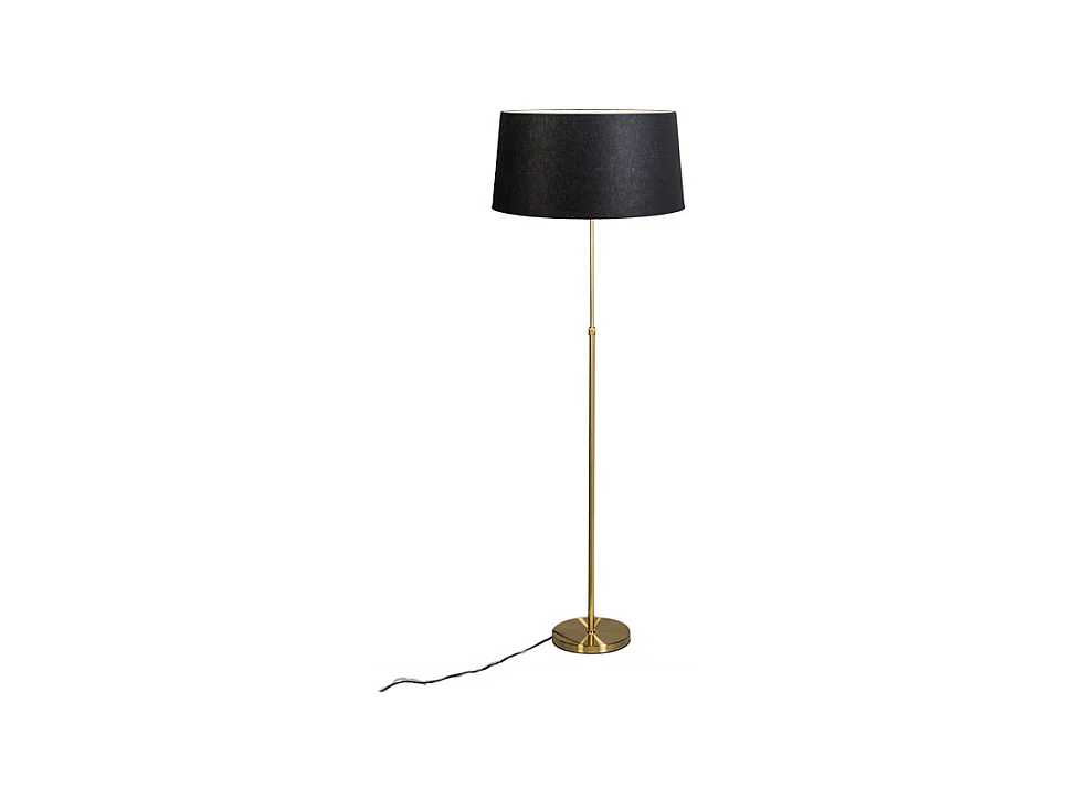 Lampadaire or / laiton avec abat-jour noir 45 cm réglable - Parte