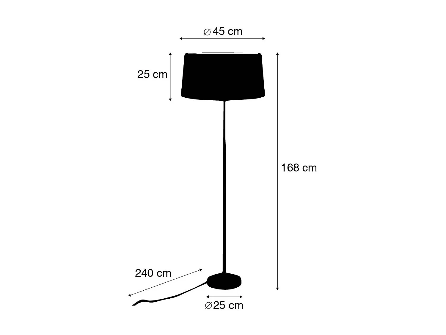 Lampadaire or/laiton avec abat-jour noir 45 cm réglable - Parte