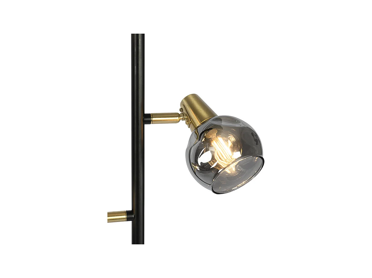 Lampadaire art déco noir et or avec verre fumé 3 lumières - Vidro