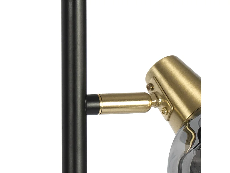 Lampadaire Art Déco noir et or avec verre fumé 3 lumières - Vidro