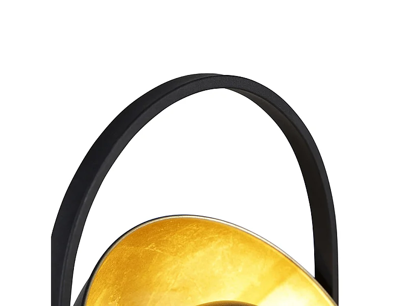 Lampadaire industriel noir à 3 lumières dorées - Emilienne Novo