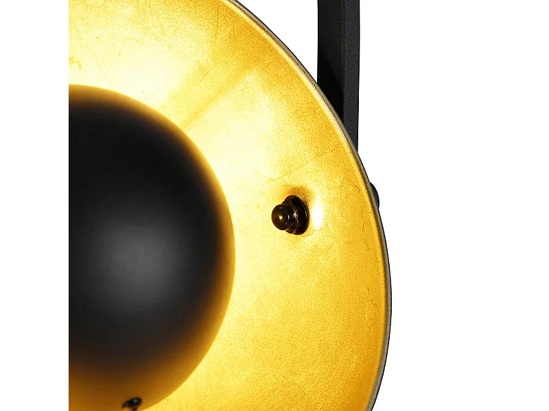 Lampadaire industriel noir avec or 3 lumières - Magnax