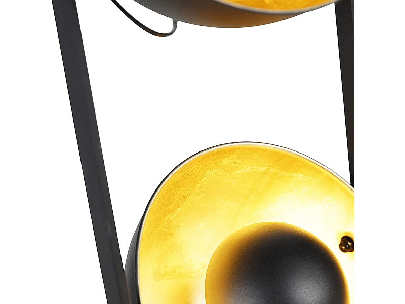 Lampadaire industriel noir avec or 3 lumières - Magnax