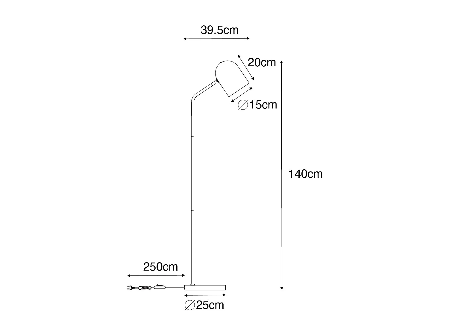 Lampadaire moderne noir et doré orientable - Morik